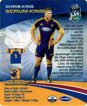 2008 Bluebird Foods Rugby Superstars #33 Chris King Back